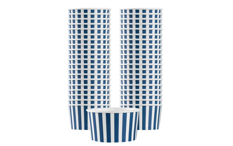 8 oz Round Blue & White Stripe Paper To Go Cup