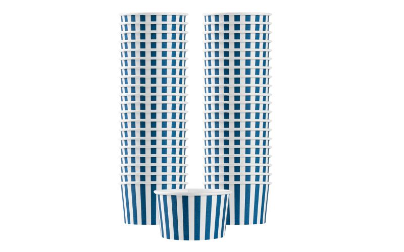 12 oz Round Blue & White Stripe Paper Cup