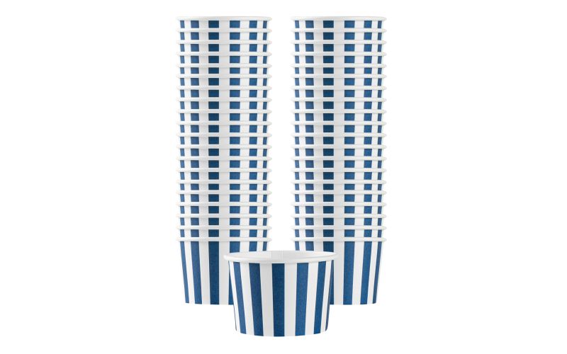 4 oz Round Blue & White Stripe Paper To Go Cup