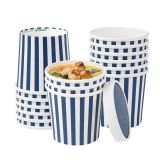 12 oz Round Blue & White Stripe Paper Soup Container