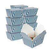 30 oz Rectangle Blue & White Stripe #1 Take Out Container
