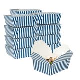 45 oz Rectangle Blue & White Stripe #8 Take Out Container