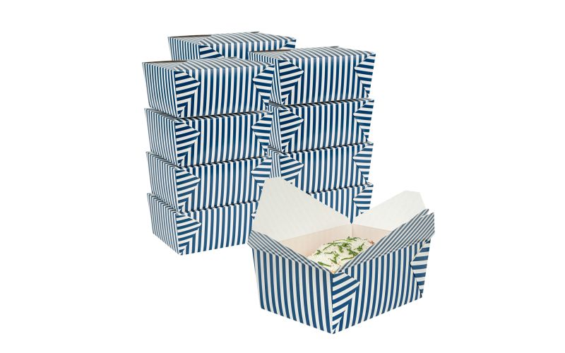 98 oz Blue & White Stripe Paper #4 Take Out Container