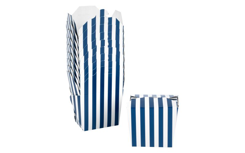 8 oz Square Blue & White Stripe Noodle Take Out Container