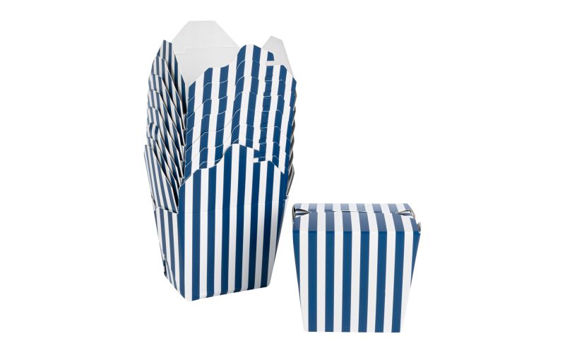 16 oz Square Blue & White Stripe Noodle Take Out Container