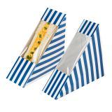 Triangle Blue & White Stripe Paper Small Sandwich Box