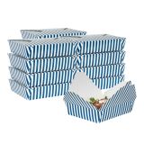 49 oz Rectangle Blue & White Stripe #2 Take Out Container