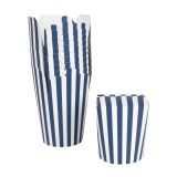 16 oz Round Blue & White Stripe Noodle Take Out Container