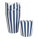 32 oz Round Blue & White Stripe Paper Take Out Container