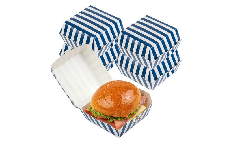 Blue & White Stripe Paper Mini Burger Box