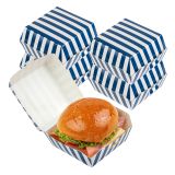 Blue & White Stripe Paper Mini Burger Box