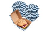 Blue & White Stripe Paper Burger Box - Ripple Wall