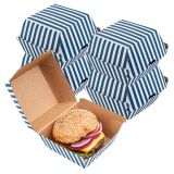Blue & White Stripe Paper Burger Box - Ripple Wall
