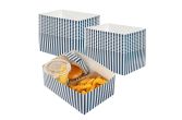 Rectangle Blue & White Stripe Paper Sandwich Open Tray
