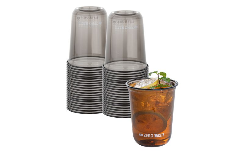 12 oz U-Shape Black PLA Plastic Drinking Cup, Rounded Bottom