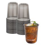 12 oz U-Shape Black PLA Plastic Drinking Cup, Rounded Bottom