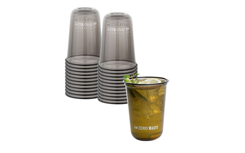16 oz U-Shape Black PLA Plastic Drinking Cup, Rounded Bottom