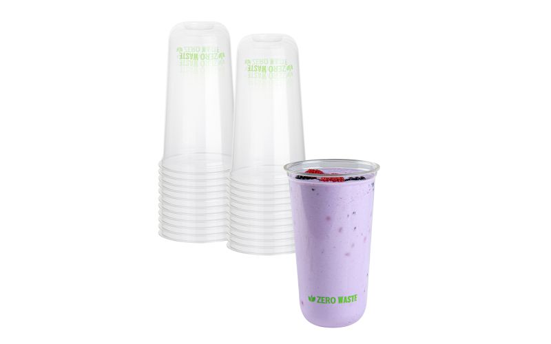 24 oz U-Shape Clear PLA Plastic Drinking Cup, Rounded Bottom