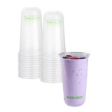 24 oz U-Shape Clear PLA Plastic Drinking Cup, Rounded Bottom