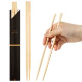 Natural Bamboo Twin Chopsticks with Paper Sleeve - 8.25in