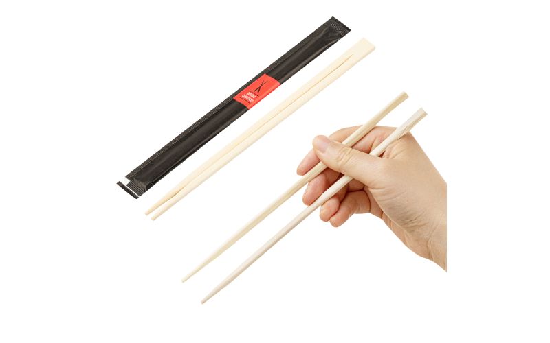 Natural Bamboo Twin Chopsticks - Wrapped - 8.25in