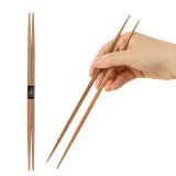 Brown Bamboo Contour Chopsticks with Paper Band - 9.5in