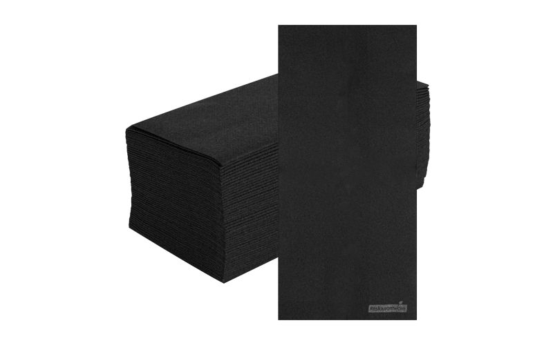 Rectangle Black Paper Linen-Feel Guest Towel - Air Laid