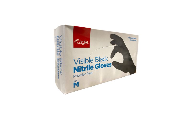 Medium Powder Free Nitrile Black Gloves