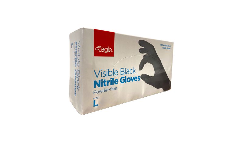 Large Powder Free Nitrile Black Gloves