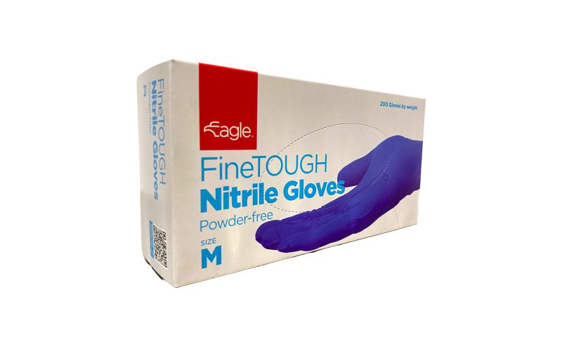 Medium FineTOUGH Powder Free Nitrile Blue Gloves